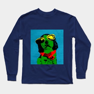 FUNNY DOG! Green Blue Long Sleeve T-Shirt